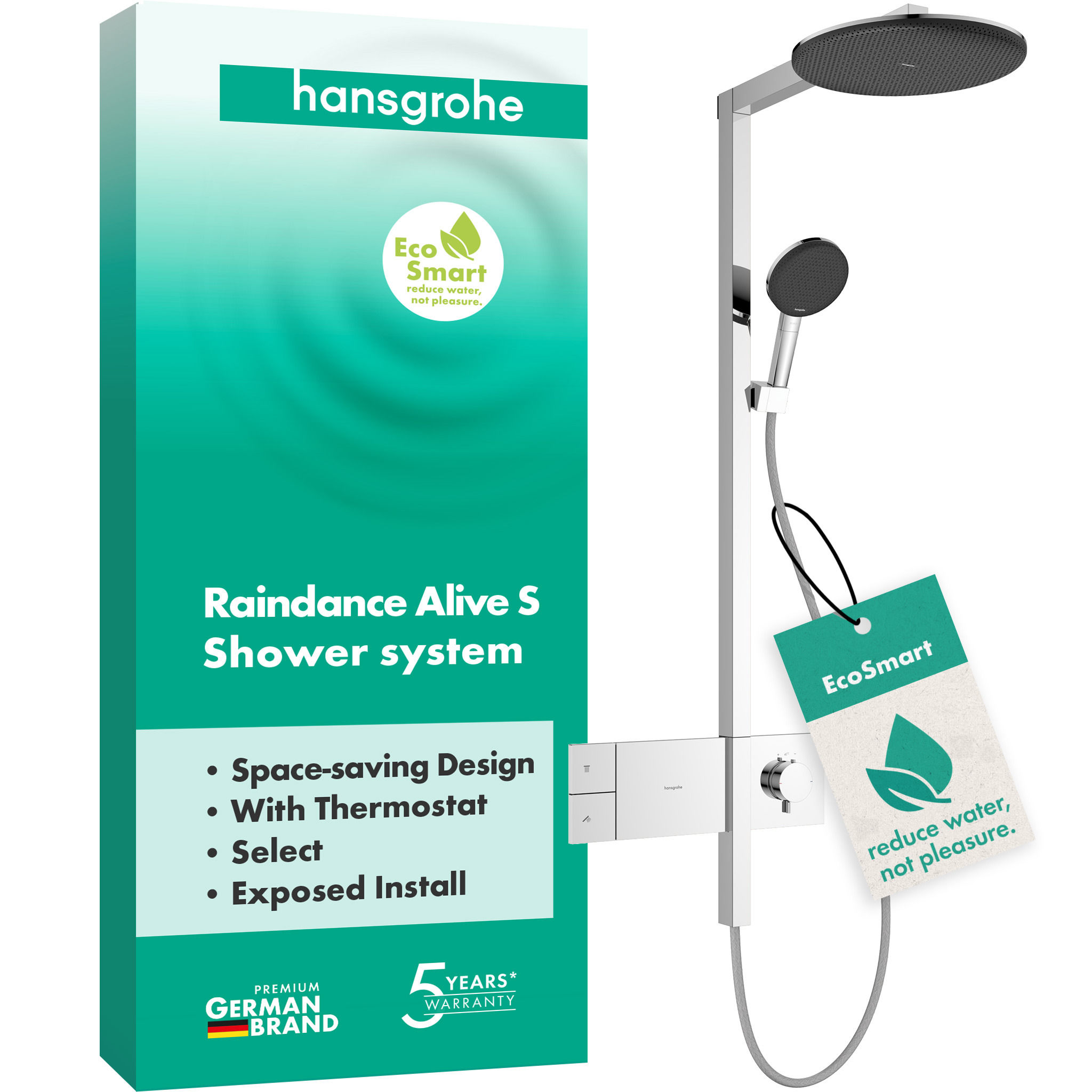 Душова система hansgrohe Raindance Alive S 300 1jet EcoSmart з ShowerSelect Comfort, 24583000 хром - зображення
